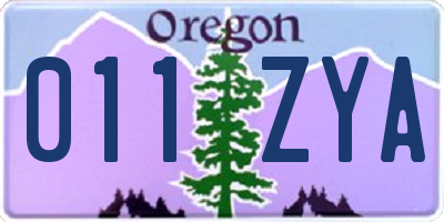 OR license plate 011ZYA