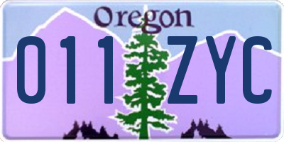 OR license plate 011ZYC