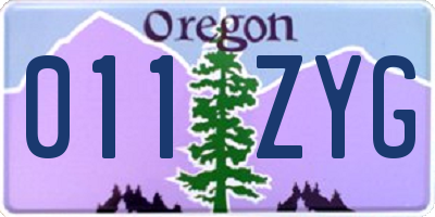 OR license plate 011ZYG