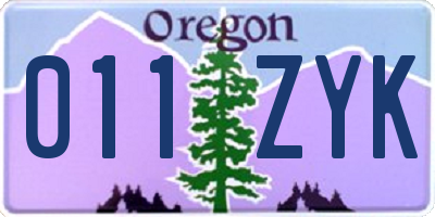 OR license plate 011ZYK