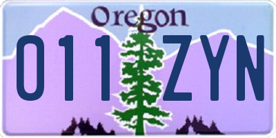 OR license plate 011ZYN