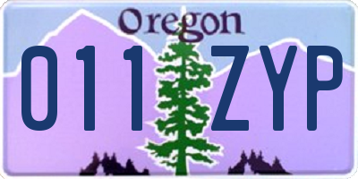 OR license plate 011ZYP
