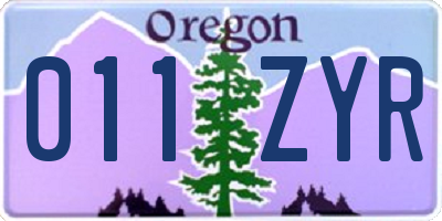 OR license plate 011ZYR