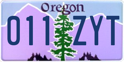 OR license plate 011ZYT