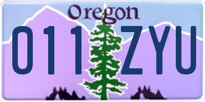 OR license plate 011ZYU