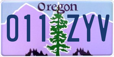 OR license plate 011ZYV