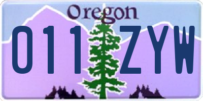 OR license plate 011ZYW
