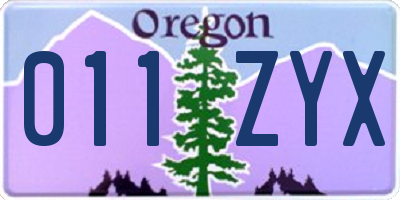 OR license plate 011ZYX