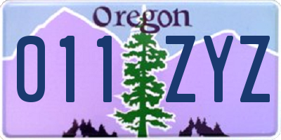 OR license plate 011ZYZ