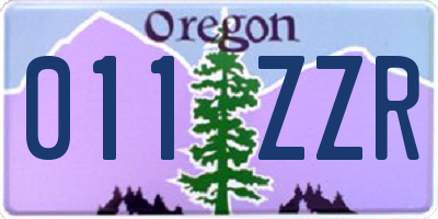 OR license plate 011ZZR
