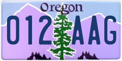 OR license plate 012AAG