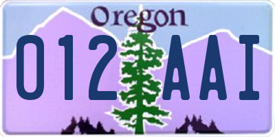 OR license plate 012AAI