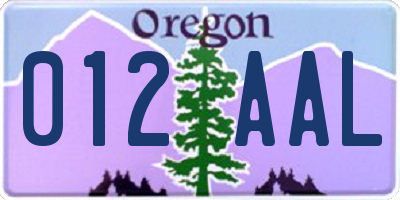 OR license plate 012AAL