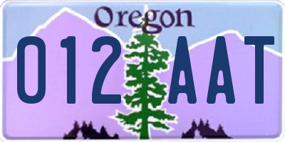 OR license plate 012AAT