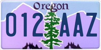 OR license plate 012AAZ
