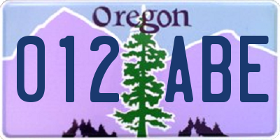 OR license plate 012ABE