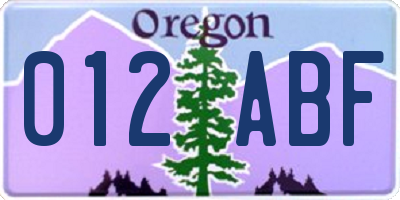 OR license plate 012ABF