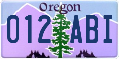OR license plate 012ABI