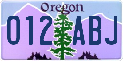 OR license plate 012ABJ