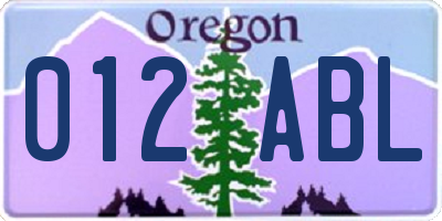 OR license plate 012ABL
