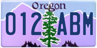 OR license plate 012ABM