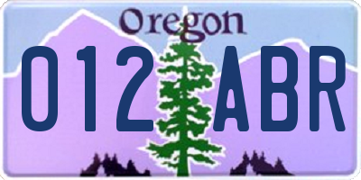 OR license plate 012ABR