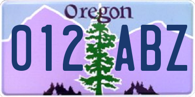 OR license plate 012ABZ