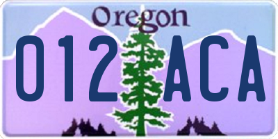 OR license plate 012ACA