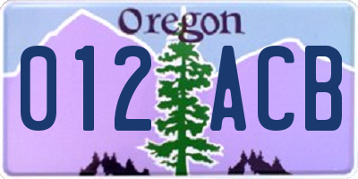 OR license plate 012ACB