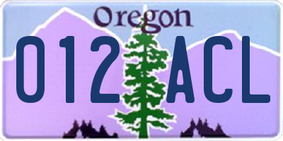 OR license plate 012ACL