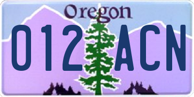 OR license plate 012ACN