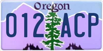 OR license plate 012ACP