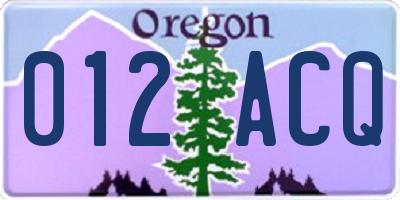 OR license plate 012ACQ