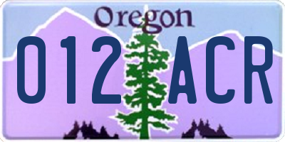 OR license plate 012ACR