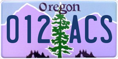 OR license plate 012ACS