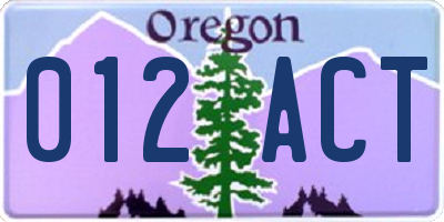 OR license plate 012ACT
