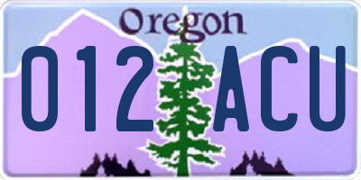 OR license plate 012ACU