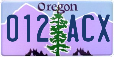 OR license plate 012ACX