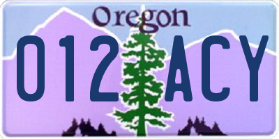 OR license plate 012ACY