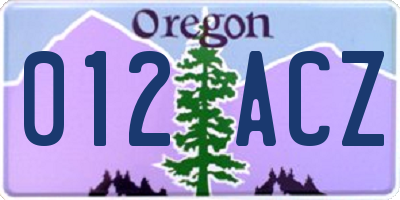 OR license plate 012ACZ