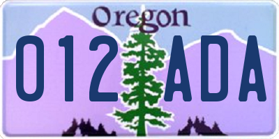 OR license plate 012ADA