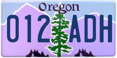 OR license plate 012ADH
