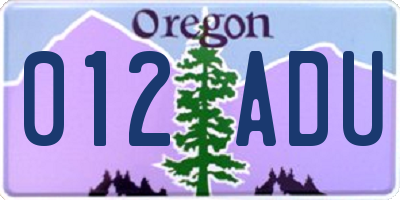 OR license plate 012ADU