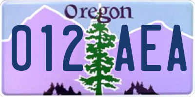 OR license plate 012AEA