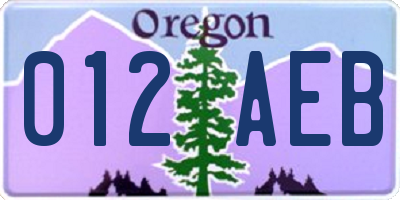 OR license plate 012AEB