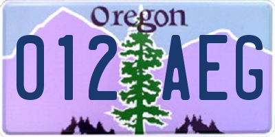 OR license plate 012AEG