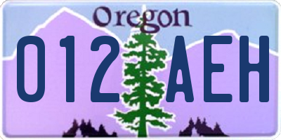 OR license plate 012AEH