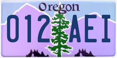 OR license plate 012AEI