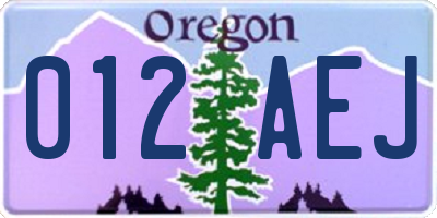 OR license plate 012AEJ