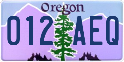 OR license plate 012AEQ